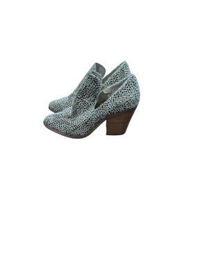 Very G Deavan Beige Animal Print Heeled Ankle Bootie Indie Glam Sheik Sz 9.5